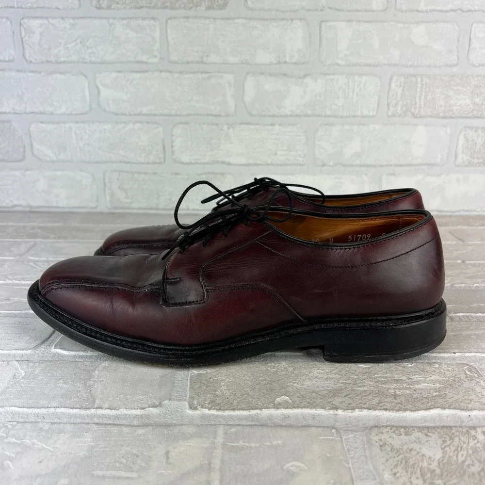 Allen Edmonds Hillcrest Oxford Shoes Mens 10 D Burgundy Leather Bicycle Toe 5974